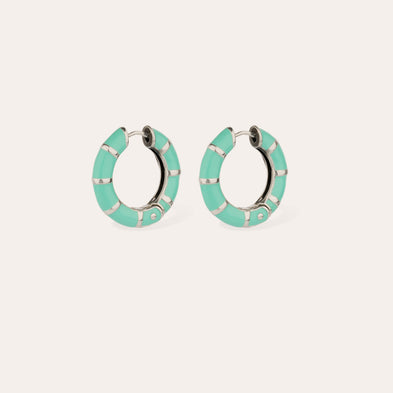 Boucles d'oreilles Bambou mini émail argentées