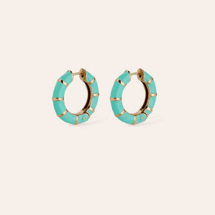 Boucles d'oreilles créoles Bambou émail mini dorées