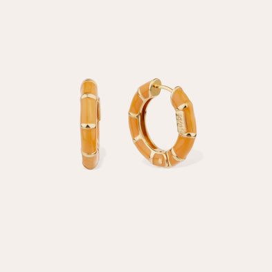 Boucles d'oreilles créoles Bambou émail dorées