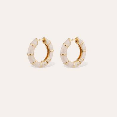 Bambou mini enamel gold earrings