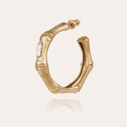 Pendientes de aro « Bambou » con strass « small size » dorados
