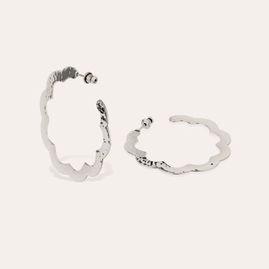 Boucles d'oreilles créoles Bolduc Flore petit modèle argentées