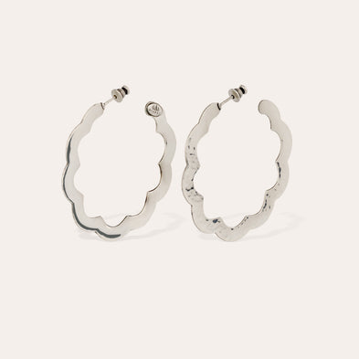 Boucles d'oreilles créoles Bolduc Flore petit modèle argentées