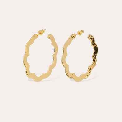 Boucles d'oreilles créoles Bolduc Flore petit modèle dorées