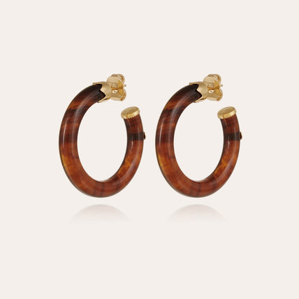 Caftan small earrings gold acetate - Brown