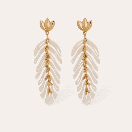 Boucles d'oreilles Cavallo acétate dorées - Ivoire