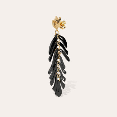 Boucles d'oreilles Cavallo acétate dorées - Noir