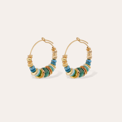 Boucles d'oreilles Aloha mini dorées - Malachite