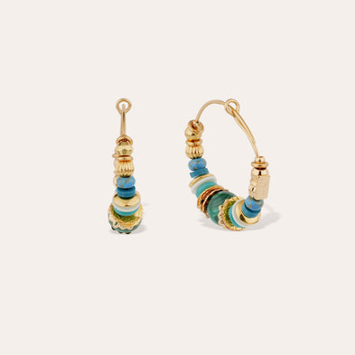 Boucles d'oreilles Aloha mini dorées - Malachite