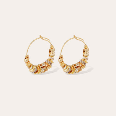 Aloha strass mini gold hoop earrings