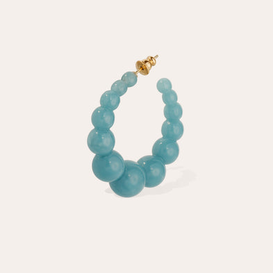 Boucles d'oreilles créoles Andy petit modèle acétate doré - Bleu