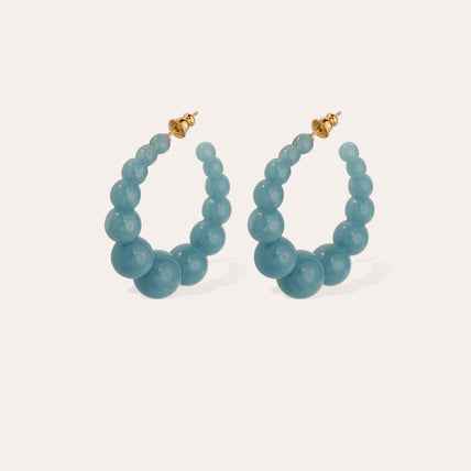 Boucles d'oreilles créoles Andy petit modèle acétate doré - Bleu