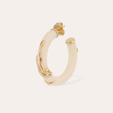 Cobra small hoop earrings gold acetate - Ivory