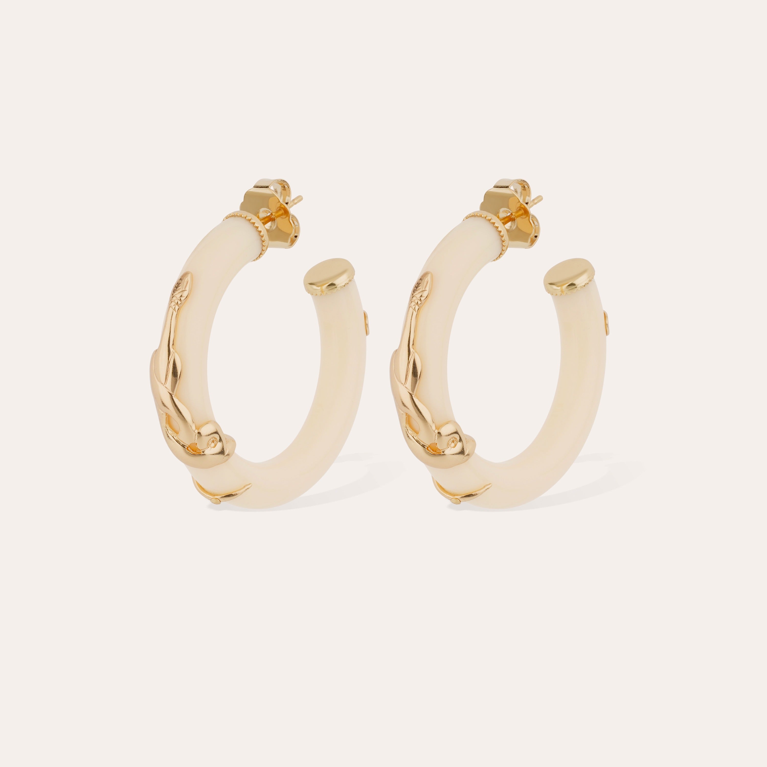Small Gold-Plated Acetate Cobra Hoop Earrings - Ivory – Gas Bijoux