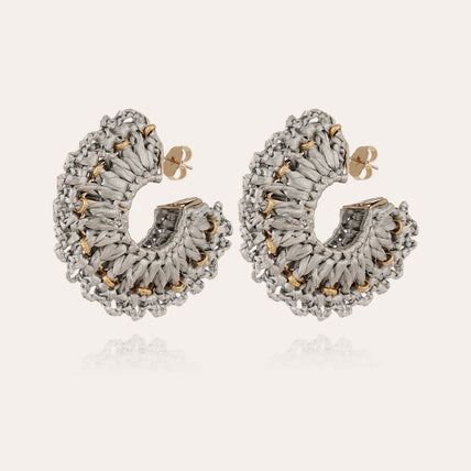 Gold Crocus raffia earrings