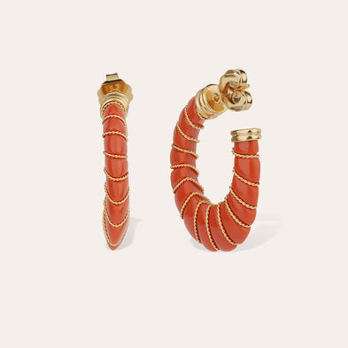 Boucles d'oreilles Cyclade petit modèle dorées - Corail
