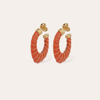 Boucles d'oreilles Cyclade petit modèle dorées - Corail