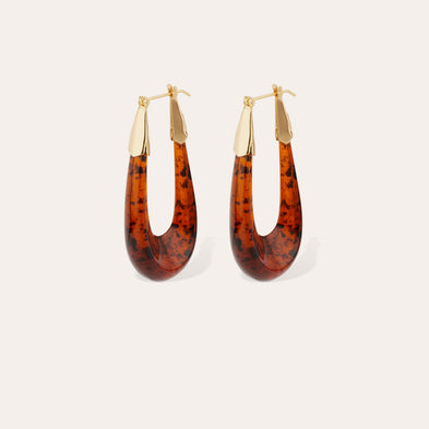 Boucles d'oreilles Écume acétate dorées - Écaille
