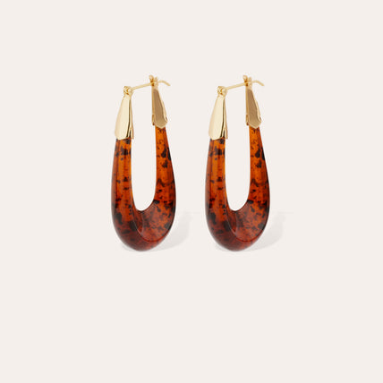 Écume acetate gold-plated earrings - Tortoiseshell