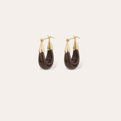 Boucles d'oreilles Ecume petit modèle acétate dorées - Marron