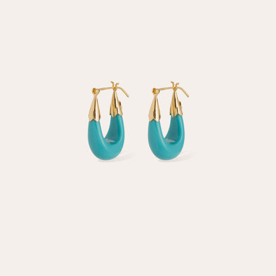 Boucles d'oreilles Ecume petit modèle acétate dorées - Turquoise
