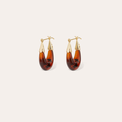 Boucles d'oreilles Ecume petit modèle acétate dorées - Écaille