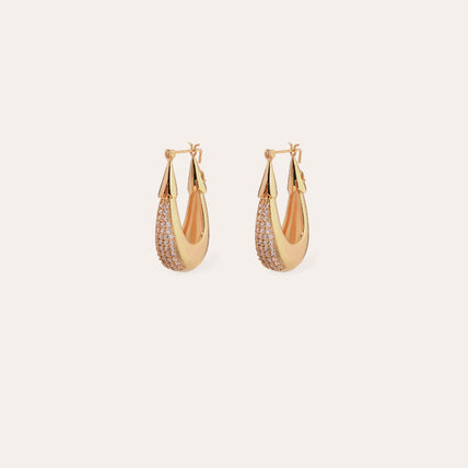Écume small model gold-plated earrings - Zirconia