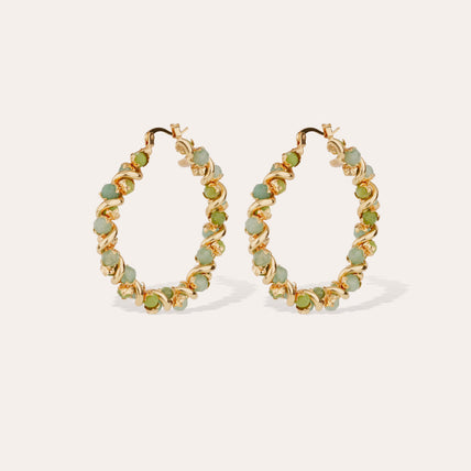 Pendientes Eurydice dorados - Cuarzo verde