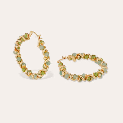 Boucles d'oreilles Eurydice dorées - Quartz vert