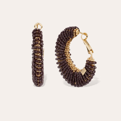 Izzia large earrings gold finish - Chocolate