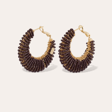 Izzia large earrings gold finish - Chocolate