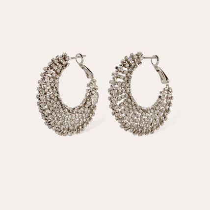 Izzia strass large earrings rhodium finish