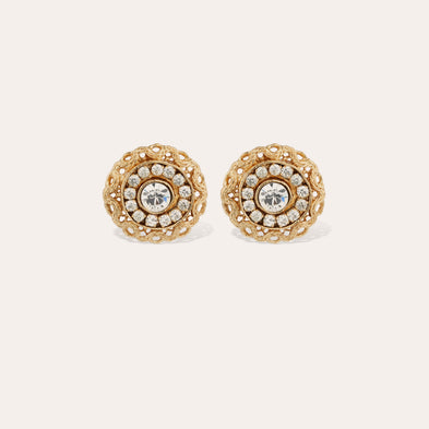 Boucles d'oreilles puces Léonie strass dorées