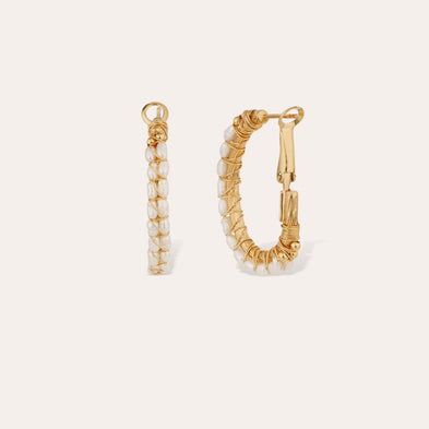 Lyre medium gold earrings - White Mother-of-Pearl