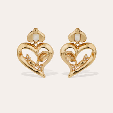 Boucles d'oreilles Odalys dorées - Nacre blanche