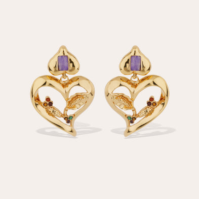 Boucles d'oreilles Odalys dorées - Améthyste
