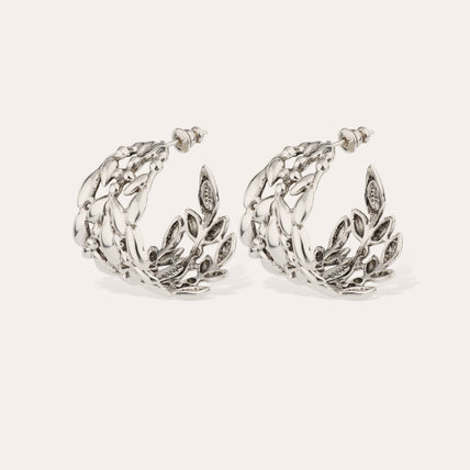 Boucles d'oreilles créoles Olea petit modèle argentées