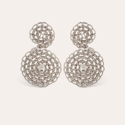 Onde Gourmette crystal hoop earrings in silver