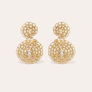 Boucles d'oreilles Onde Gourmette strass petit modèle dorées