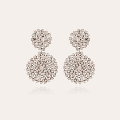 Boucles d'oreilles Onde Lucky strass petit modèle argentées