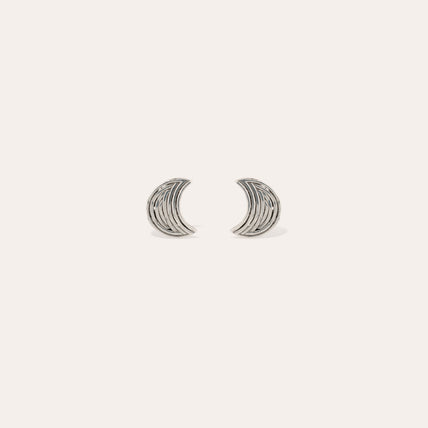Boucles d'oreilles puces Luna Wave petit modèle argentées