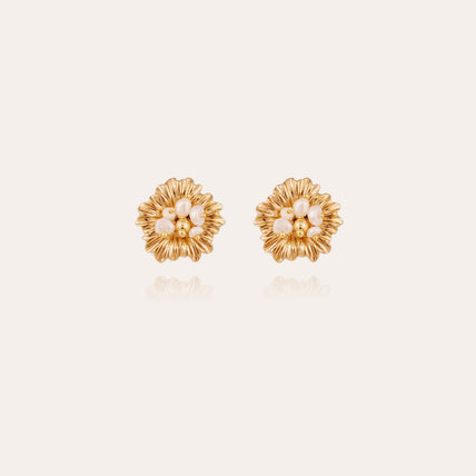 Pendientes de botón Azalée dorados - Perlas de cultivo