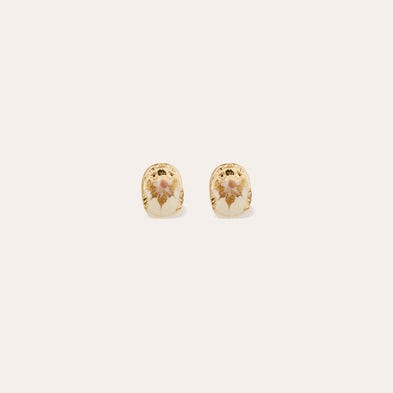 Scaramouche gold enamel stud earrings
