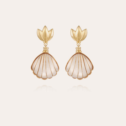 Boucles d'oreilles Sanibel dorées - Nacre blanche
