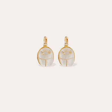 Boucles d'oreilles Scaramouche dorées - Nacre blanche