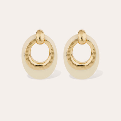Selva large gold acetate earrings - Ivory