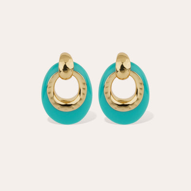 Boucles d'oreilles Selva petit modèle acetate dorées - Bleu
