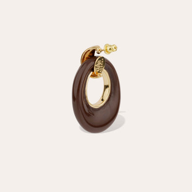 Selva large gold acetate earrings - Brown