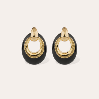 Boucles d'oreilles Selva petit modèle dorées - Noir