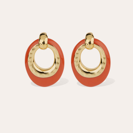 Pendientes Selva « Large size » de acetato dorado - Corail